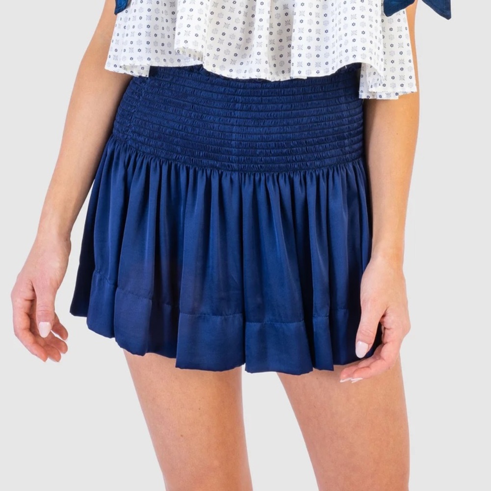 Navy Blue Smocked Shorts